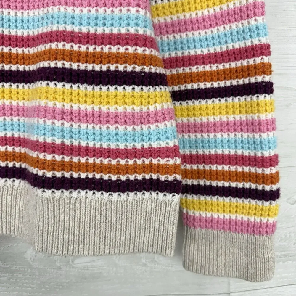 Talbots Mockneck Sweater Women L Happy Stripe Classic Cotton Blend Preppy Fun‎ - Picture 6 of 15